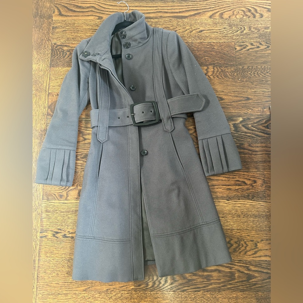 Zara Wool Military Style Belted Coat – 100% Wool